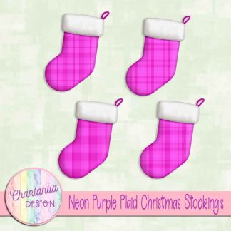 Free neon purple plaid christmas stockings