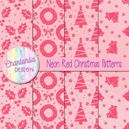 Free neon red christmas patterns