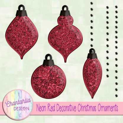 Free neon red decorative christmas ornaments