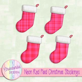 Free neon red plaid christmas stockings