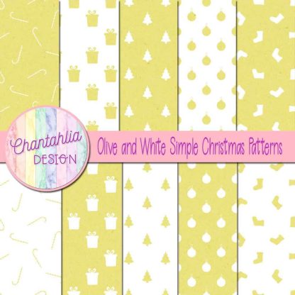 Free olive and white simple christmas patterns