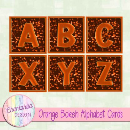 Free orange bokeh alphabet cards