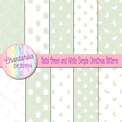 Free pastel green and white simple christmas patterns