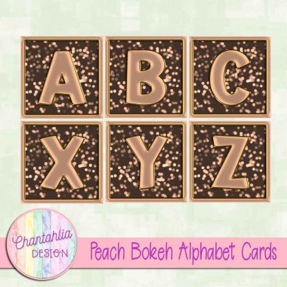 Free peach bokeh alphabet cards