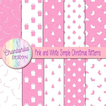 Free pink and white simple christmas patterns