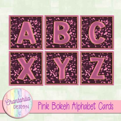Free pink bokeh alphabet cards