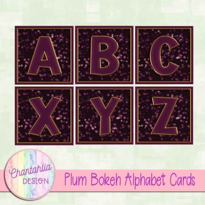 Free plum bokeh alphabet cards