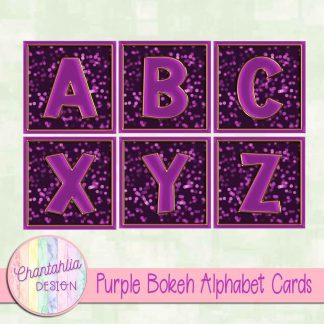 Free purple bokeh alphabet cards
