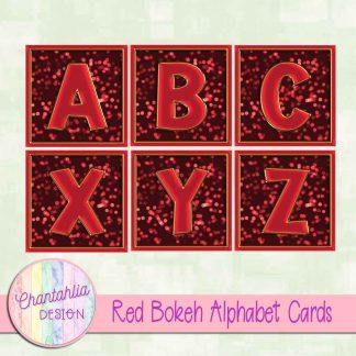 Free red bokeh alphabet cards