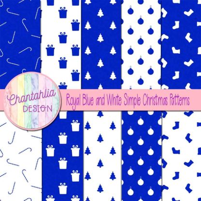 Free royal blue and white simple christmas patterns