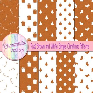 Free rust brown and white simple christmas patterns