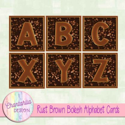 Free rust brown bokeh alphabet cards