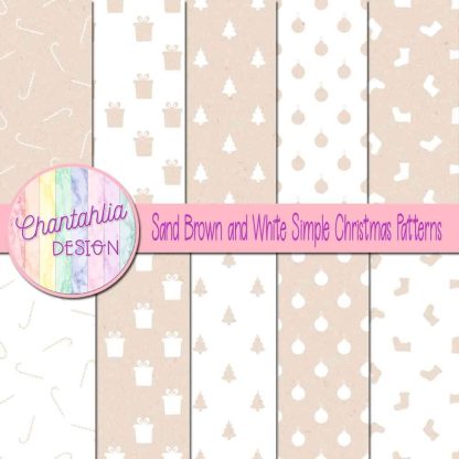 Free sand brown and white simple christmas patterns