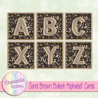 Free sand brown bokeh alphabet cards