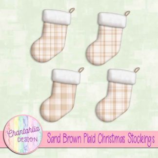 Free sand brown plaid christmas stockings