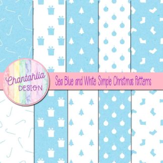 Free sea blue and white simple christmas patterns
