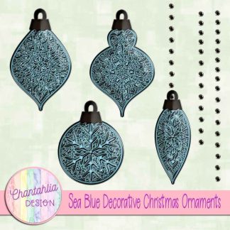 Free sea blue decorative christmas ornaments