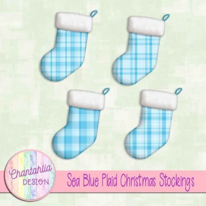 Free sea blue plaid christmas stockings