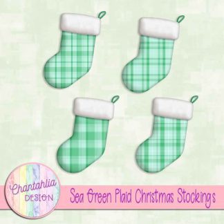 Free sea green plaid christmas stockings