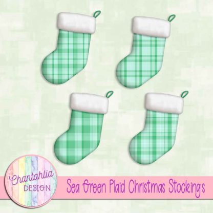 Free sea green plaid christmas stockings