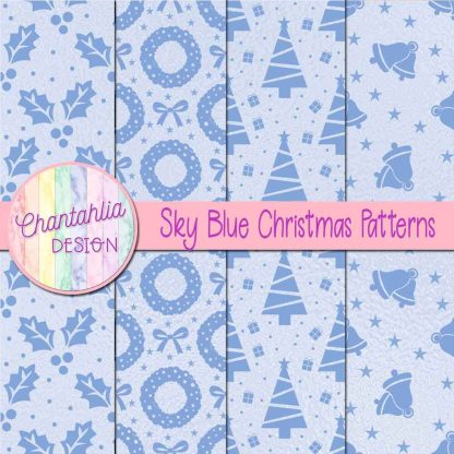 Free sky blue christmas patterns