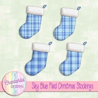 Free sky blue plaid christmas stockings