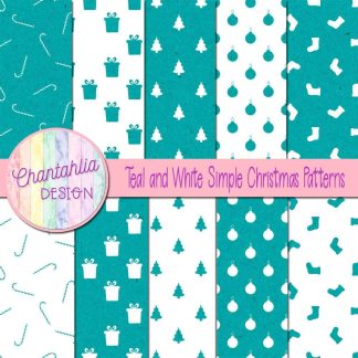 Free teal and white simple christmas patterns