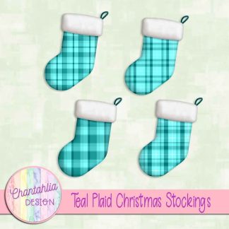 Free teal plaid christmas stockings