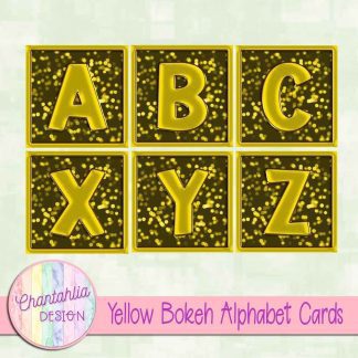 Free yellow bokeh alphabet cards
