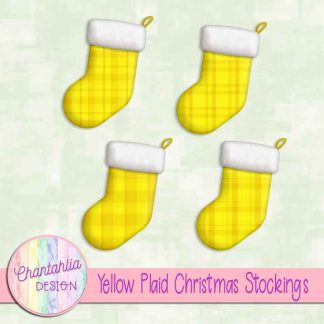 Free yellow plaid christmas stockings