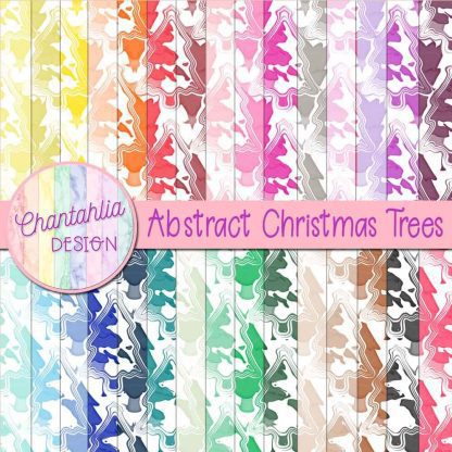 free digital paper backgrounds featuring an abstract Christmas trees design