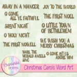 Free Christmas Carols Word Art for Scrapbooking