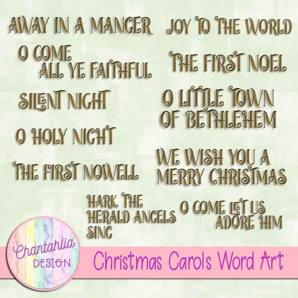 Free Christmas Carols Word Art For Scrapbooking Free Christmas Carols Word Art For Scrapbooking