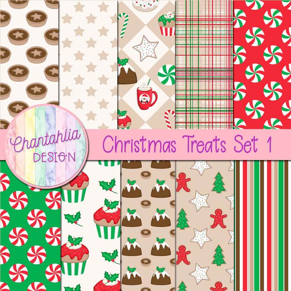 Free digital papers in a Christmas Treats theme
