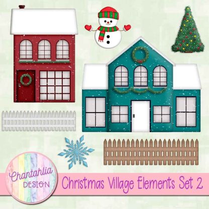 Free design elements in a Christmas Village theme