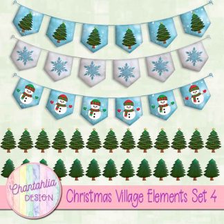 Free design elements in a Christmas Village theme