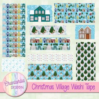 Free washi tape in a Christmas Village theme.