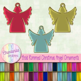 Free Christmas angel ornaments in a gold rimmed style