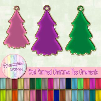 Free Christmas tree ornaments in a gold rimmed style