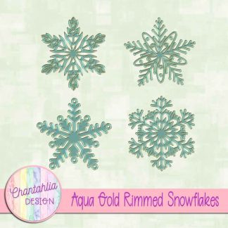 Free aqua gold rimmed snowflakes