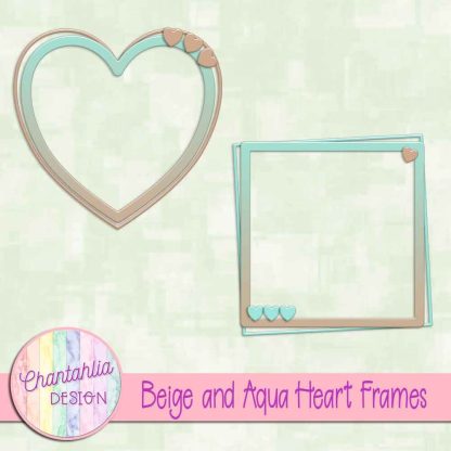 Free beige and aqua heart frames