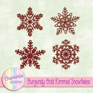 Free burgundy gold rimmed snowflakes