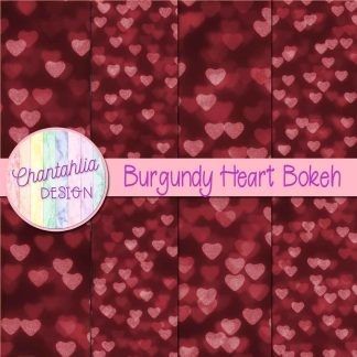 Free burgundy heart bokeh digital papers
