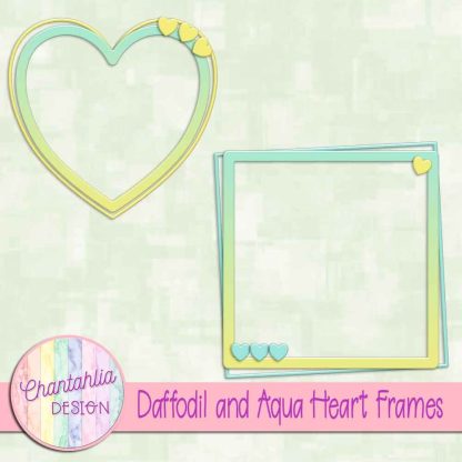 Free daffodil and aqua heart frames