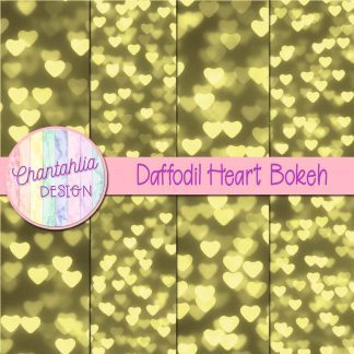 Free daffodil heart bokeh digital papers
