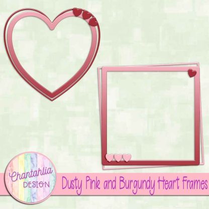 Free dusty pink and burgundy heart frames