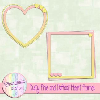 Free dusty pink and daffodil heart frames