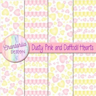 Free dusty pink and daffodil hearts digital papers