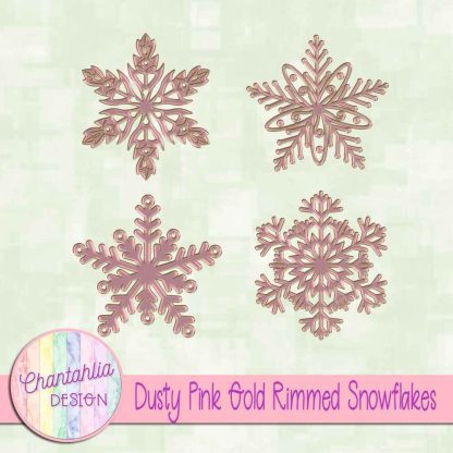 Free dusty pink gold rimmed snowflakes