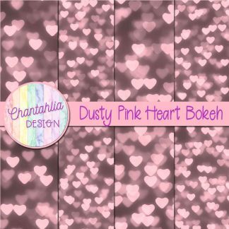 Free dusty pink heart bokeh digital papers